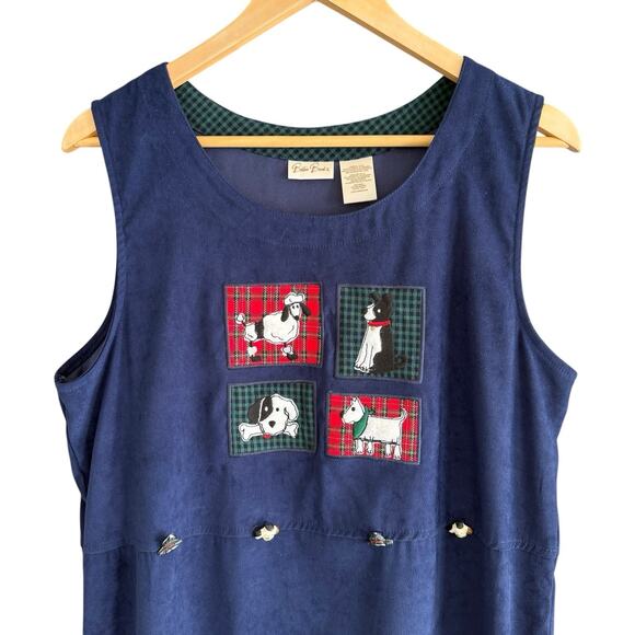 Vintage Bobbie Brooks Tank Dress Navy Dog Granny Cottage Y2K Women's M - Picture 5 of 12